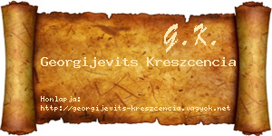 Georgijevits Kreszcencia névjegykártya